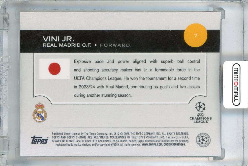 2024-25 Topps Uefa Japan Edition Vini Jr. Cherry Blossom Refractor Variation #7 ※Initial scratches present Real Madrid C.F.