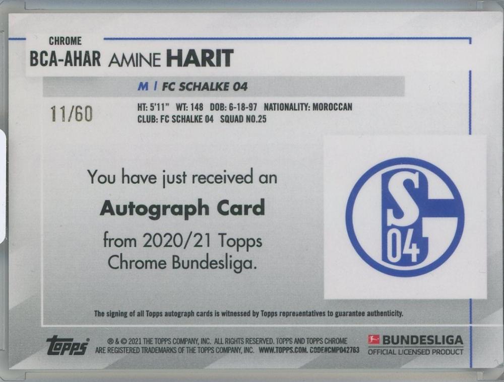 2020-21 Topps Chrome Bundesliga Amine Harit Gold Refractors #BCAAHAR11/60 FC Schalke 04