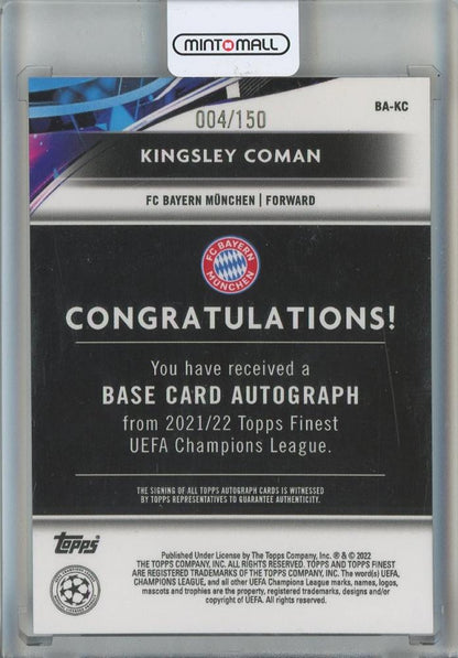 2021-22 Topps Finest UCC kingsley coman Auto #BA-KC004/150 FC Bayern Munchen