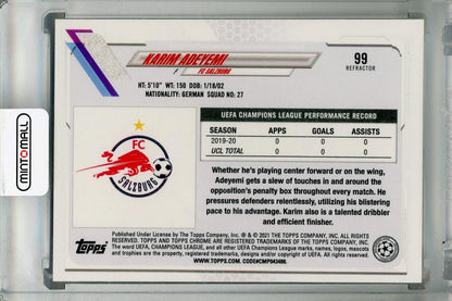 2020-21 Topps Chrome UEFA Champions League FC Salzburg Karim Adeyemi Base Refractor rookie card Parallel Version