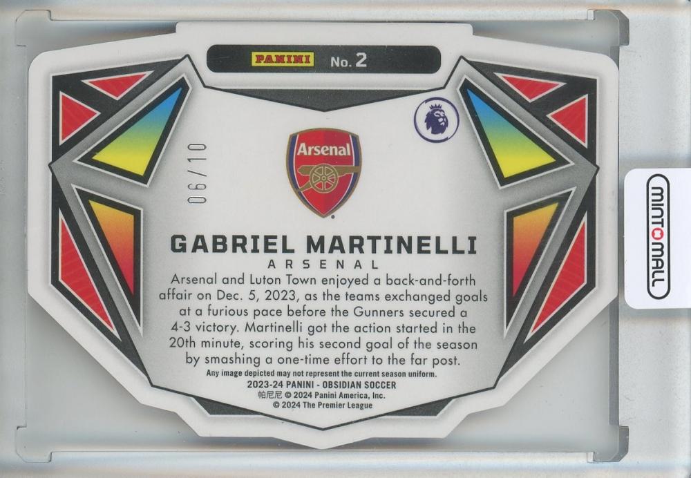 2023-24 Panini Obsidian Gabriel Martinelli Vitreous Electric Etch Red Flood06/10 Arsenal