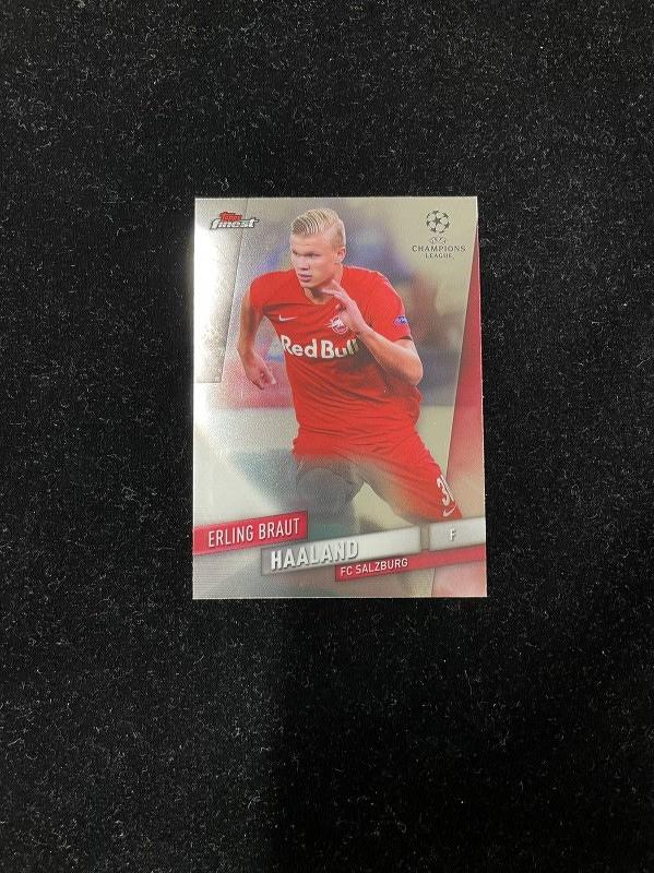 2019-20 Topps Finest UEFA Champions League trading card featuring Erling Braut Haaland FC Salzburg Base