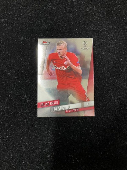 2019-20 Topps Finest UEFA Champions League trading card featuring Erling Braut Haaland FC Salzburg Base