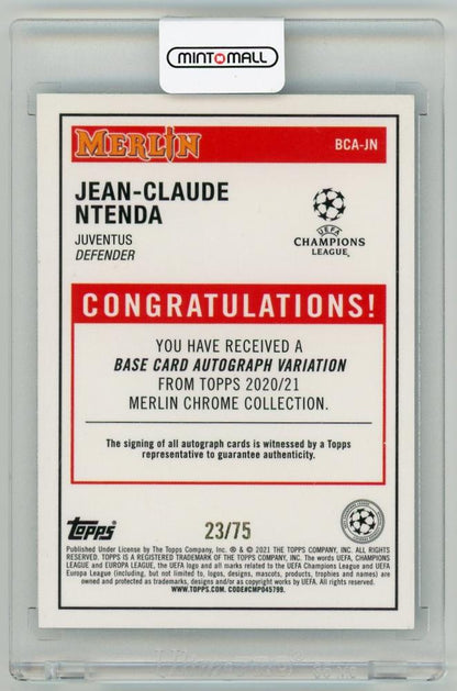 2020-21 Topps Merlin Chrome UEFA Autographs Blue Refractor Parallels Juventus Jean-Claude Ntenda 23/75 Juventus