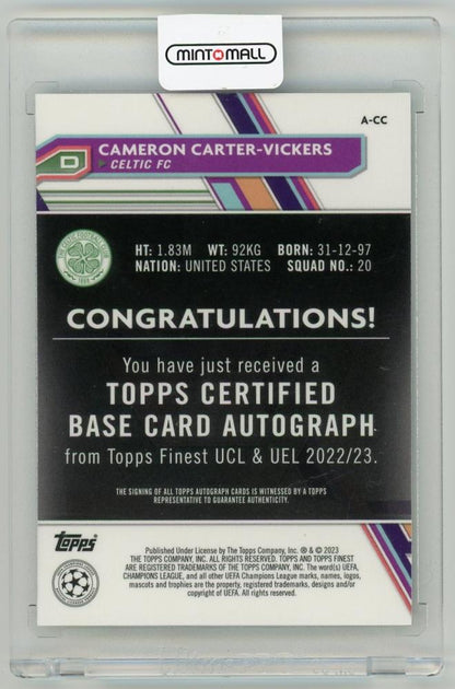 2022-23 TOPPS Finest UEFA Club Competitions Autographs Cameron Carter-Vickers A-CC