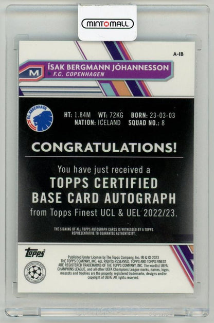 2022-23 TOPPS Finest UEFA Club Competitions Autographs Isak Bergmann Johannesson A-IB