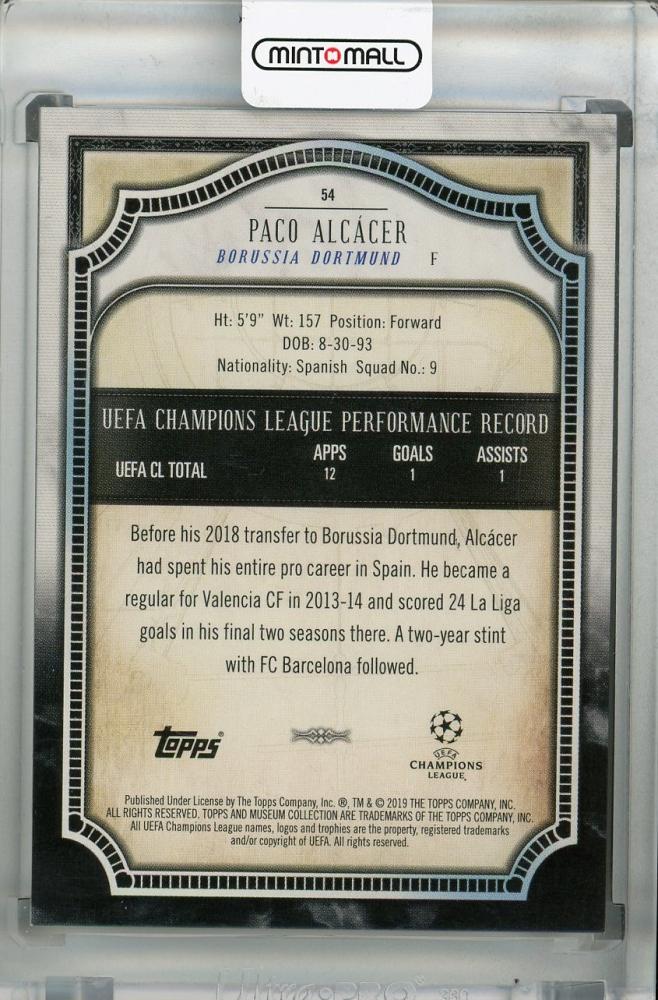 2018-19 Topps Museum Collection UEFA Champions League Borussia Dortmund Paco Alcacer Base Ruby trading card 17 of 25