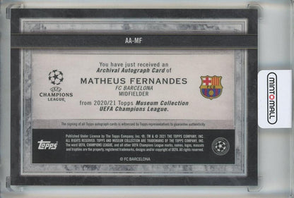 2020-21 Topps Museum Collection UEFA Champions League Matheus Fernandes Archival Autographs Gold #AAMF40/50 FC Barcelona