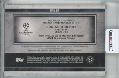 2020-21 Topps Museum Collection UEFA Champions League Edouard Mendy Autograph Relics Sapphire #MAREM82/99 Chelsea FC