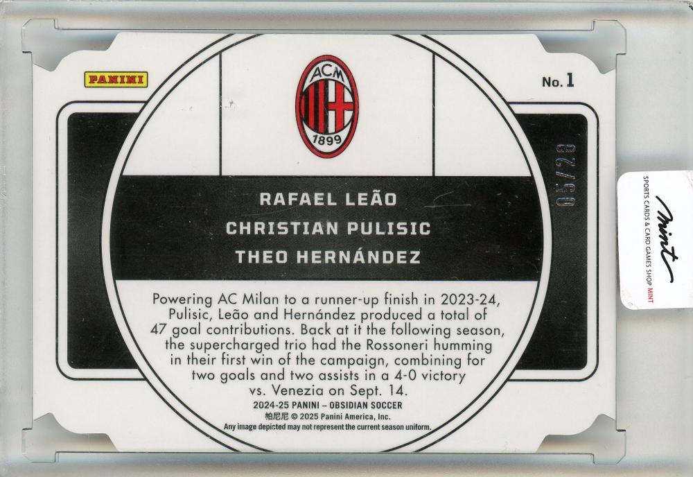 2024-25 Panini Obsidian Soccer Rafael Leao / Christian Pulisic / Theo Hernandez 05/28