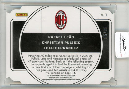 2024-25 Panini Obsidian Soccer Rafael Leao / Christian Pulisic / Theo Hernandez 05/28