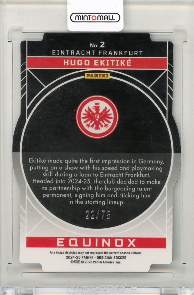 2024-25 Panini Obsidian Soccer Hugo Ekitike Electric Etch Orange22/75 Eintracht Frankfurt