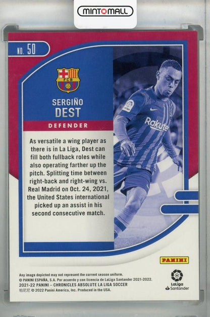 2021-22 Panini Chronicles FC Barcelona Sergino Dest Absolute La Liga Cracked Ice Parallel Version card 18 of 23