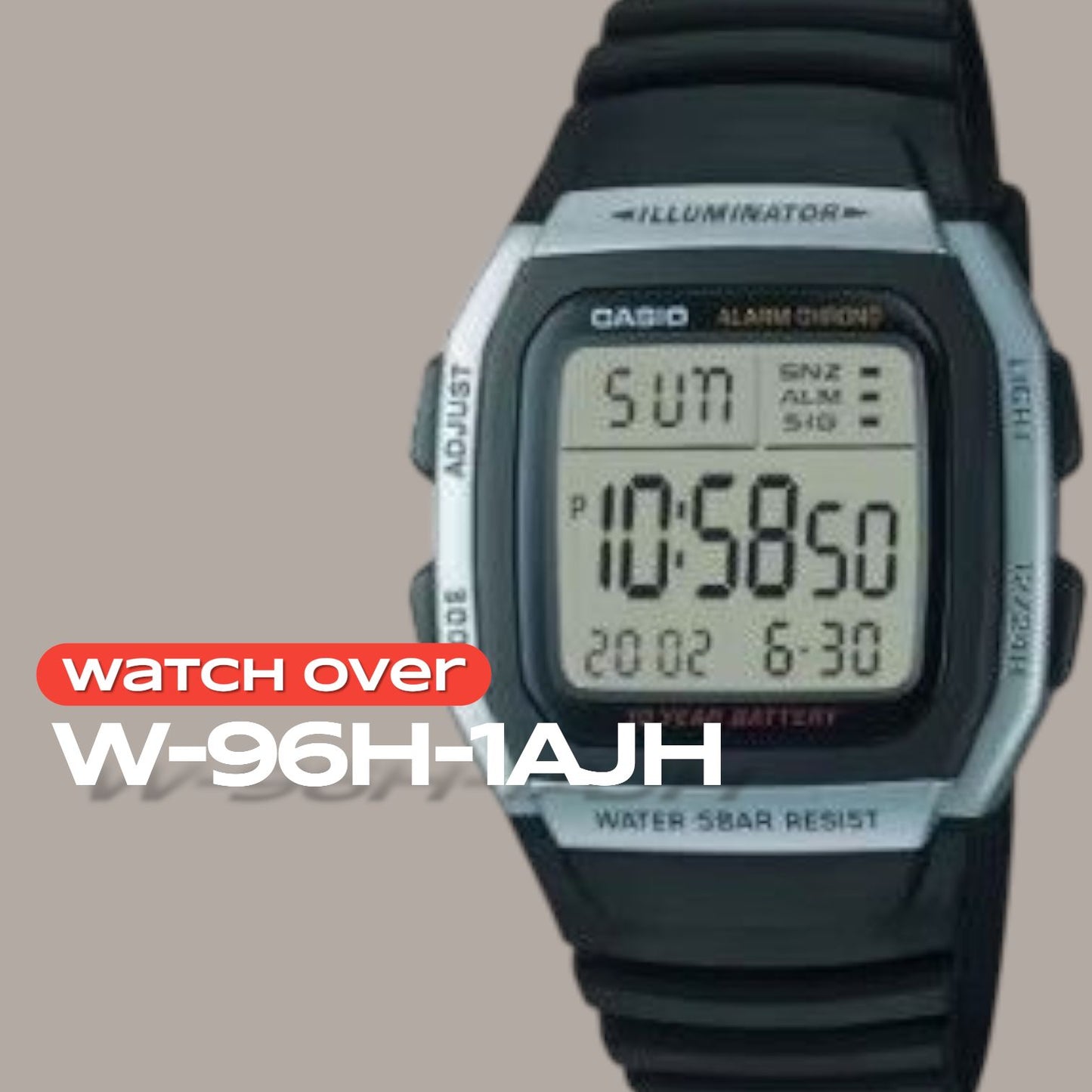 Casio W-96H-1AJH Digital Watch with 10-Year Battery Waterproof 5 ATM — Japan Import