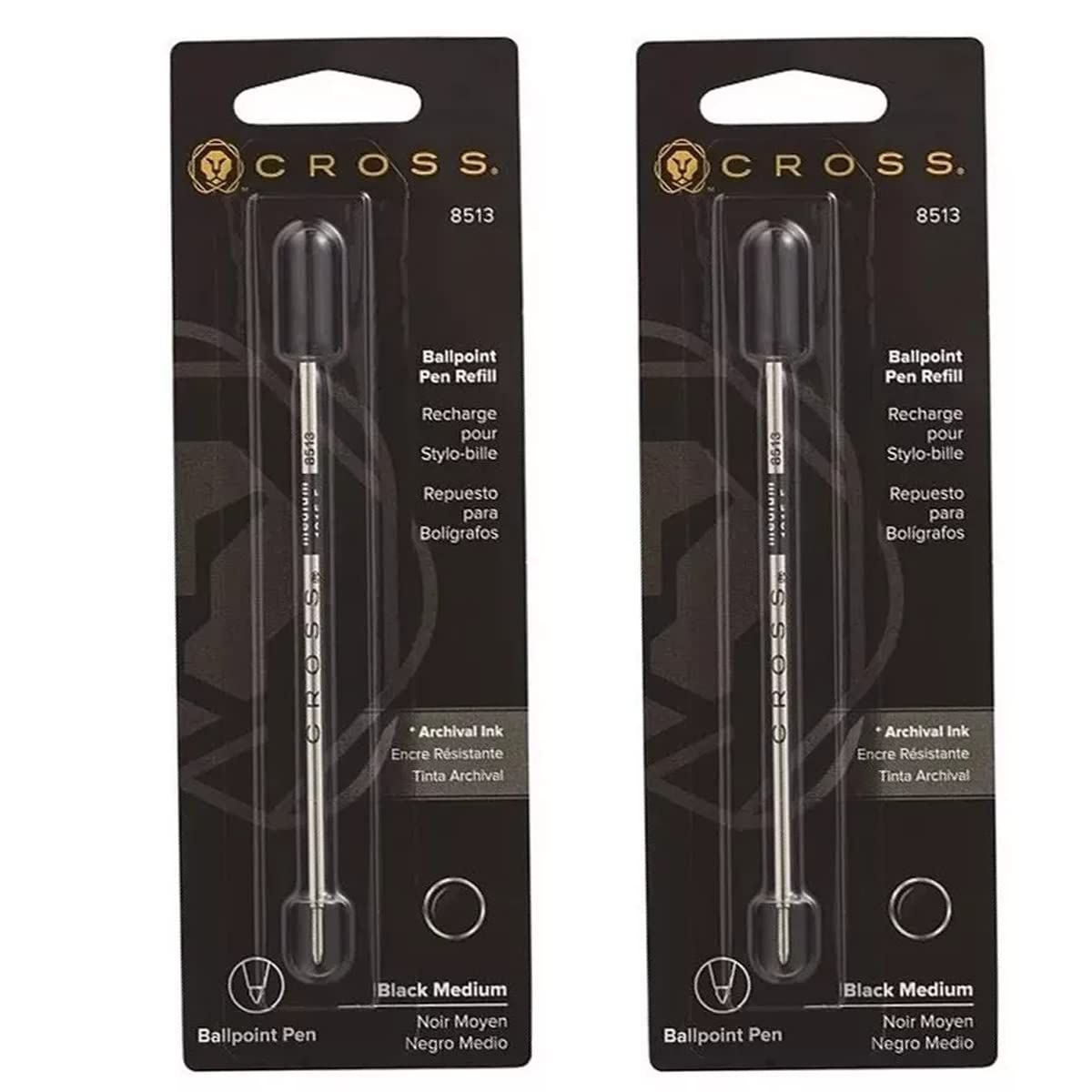 Cross Refill Pen Refills Pack of 6 Black Medium (8513) for Ballpoint Pens — Japan Import