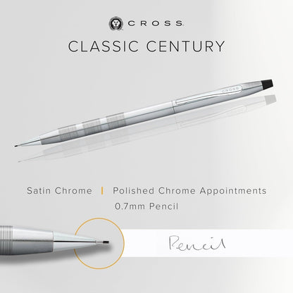 Cross Classic Century Mechanical Pencil Brush Model in Satin Chrome — Japan Import