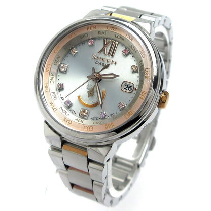 Casio Sheen Voyage Series Ladies Watch Model SHW-1507BSG-7AJF Solar Radio-Controlled Silver Pink Gold Bicolor