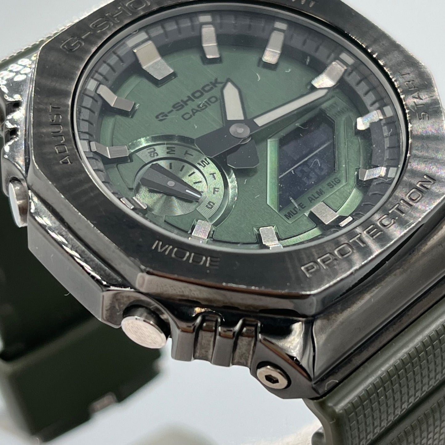 Casio G-Shock GM-2100DB Watch with Green Dial and Metal Bezel 20 Bar Japan Import