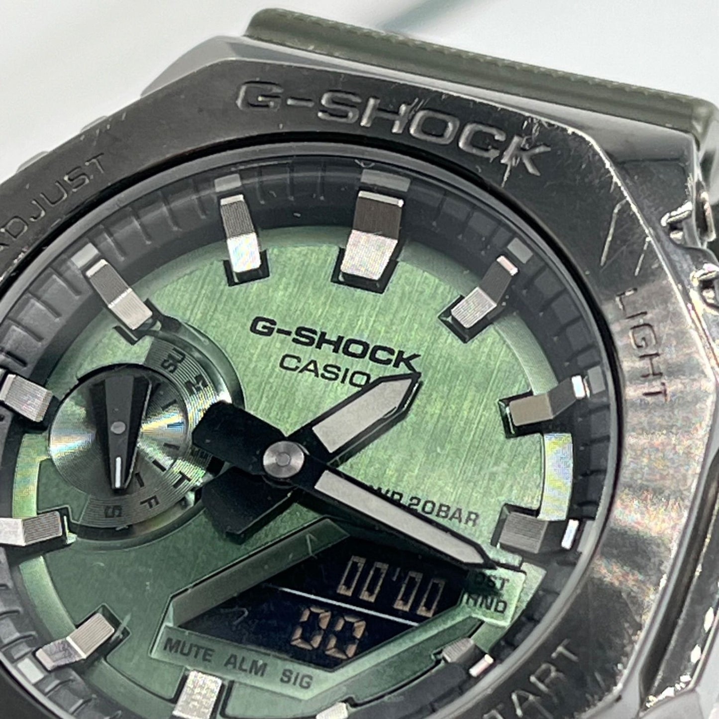 Casio G-Shock GM-2100DB Watch with Green Dial and Metal Bezel 20 Bar Japan Import