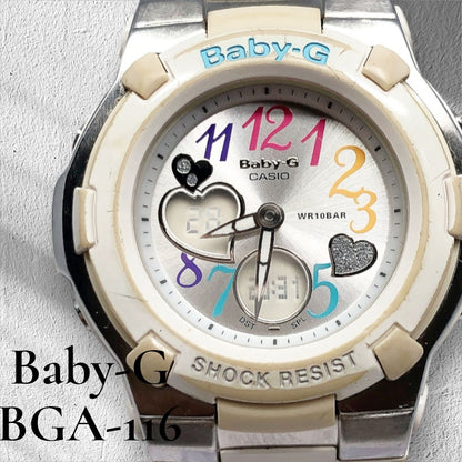Casio Baby-G BGA-116 Multi-Color Heart Design Watch with Digital and Analog Display — Japan Import