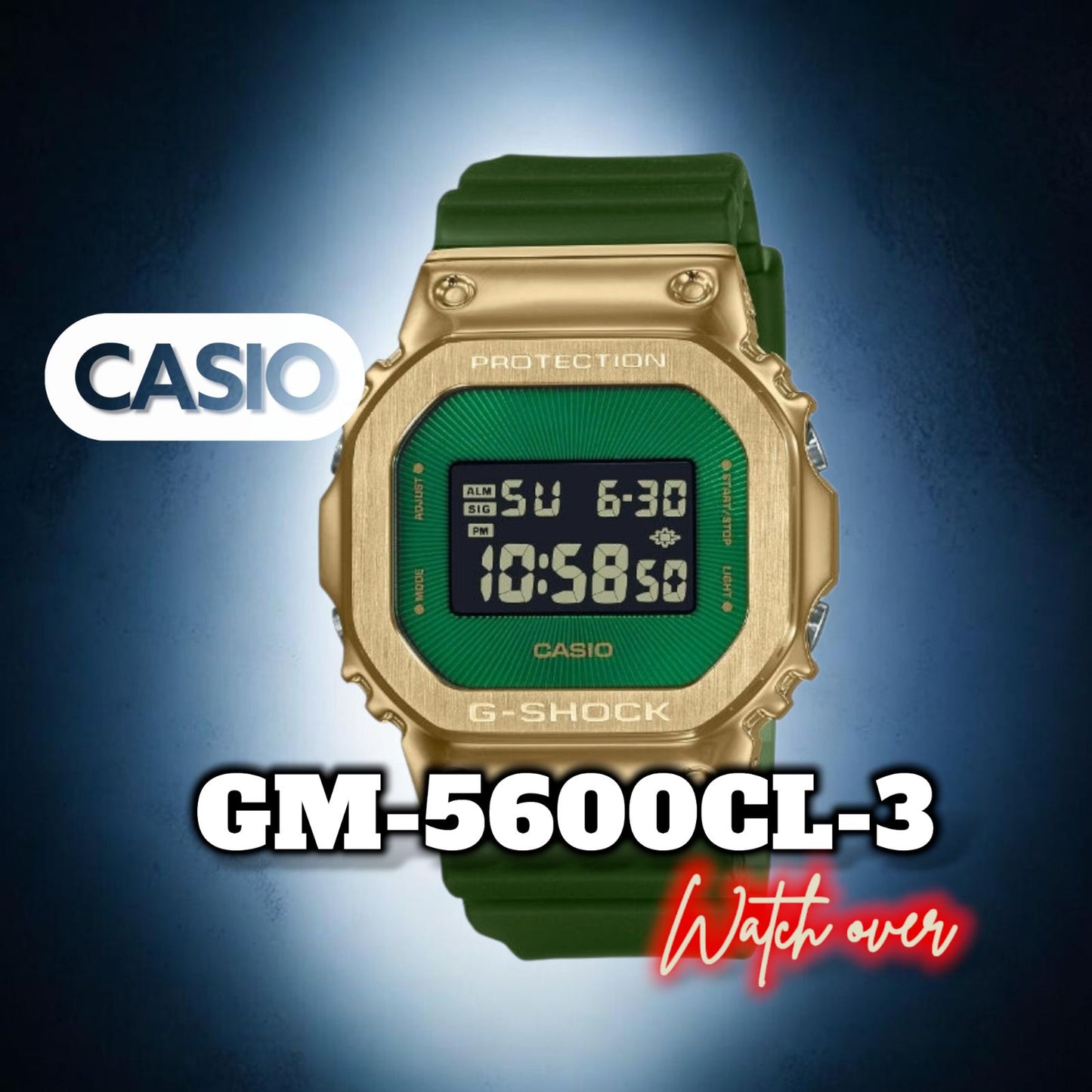 Casio G-Shock GM-5600CL-3 Digital Watch with Green Gold Reverse LCD and Metal Bezel — Japan Import