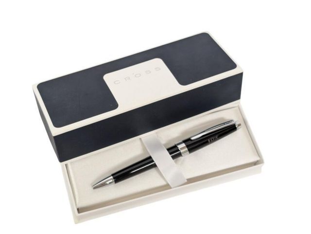 Used Cross ballpoint pen model Z1972 in black and silver with genuine ink, 14 cm length