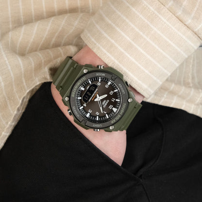 Casio Solar Sports Watch Model AQS820 with 100M Water Resistance and Digital-Analog Display — Japan Import