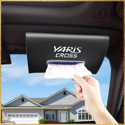 Yaris Cross Brand Universal PU Leather Hanging Tissue Holder for Vehicle Interior Accessories — Japan Import