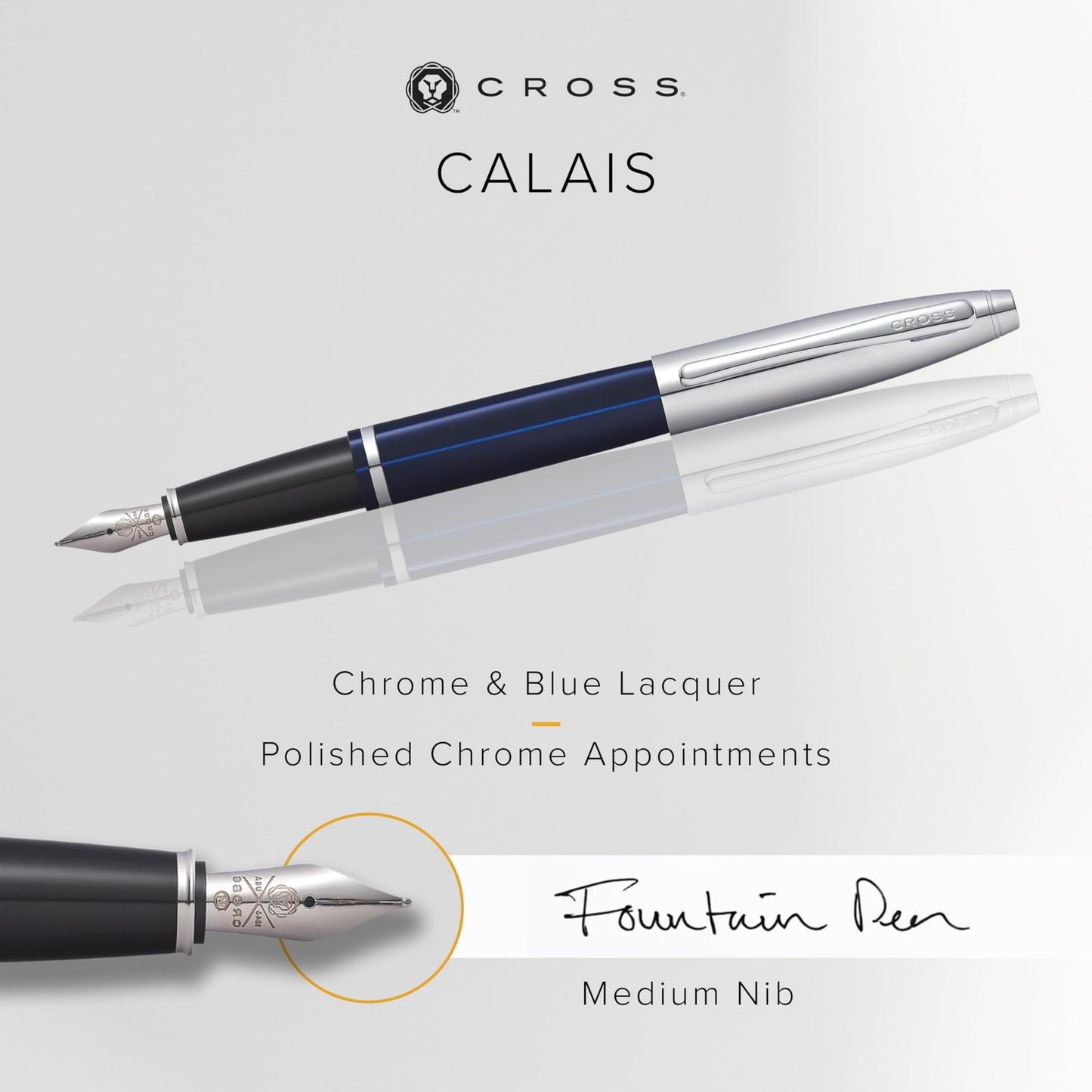 Cross Calais Blue Fountain Pen Medium Nib with Gift Box — Japan Import
