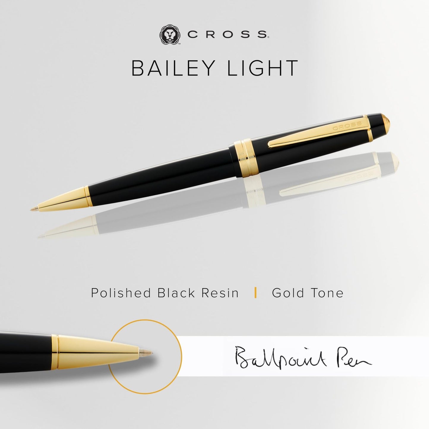 Cross Bailey Light Black Gold Plated Ballpoint Pen Model NAT0742-9 — Japan Import