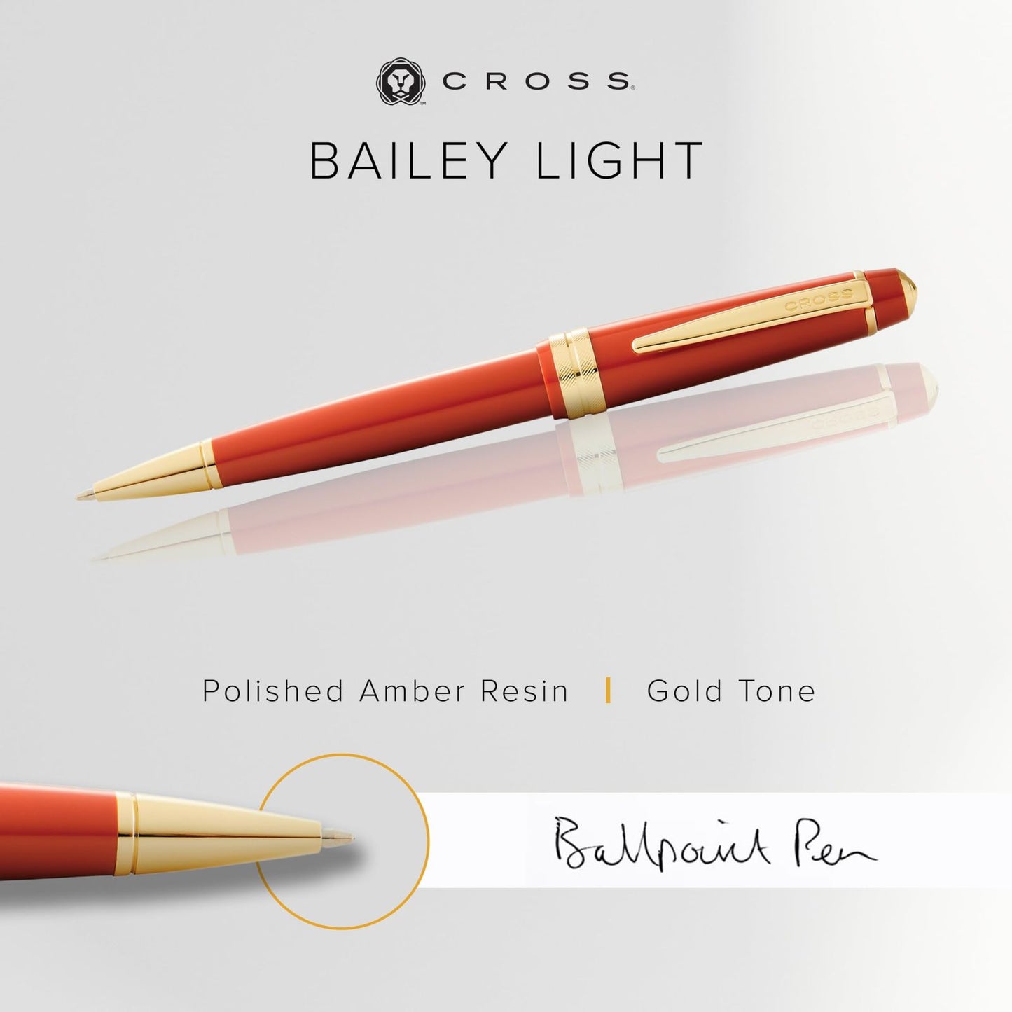 Cross Bailey Light Light Polish Amber Resin Gold Tone Ballpoint Pen — Japan Import