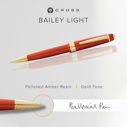 Cross Bailey Light Light Polish Amber Resin Gold Tone Ballpoint Pen — Japan Import