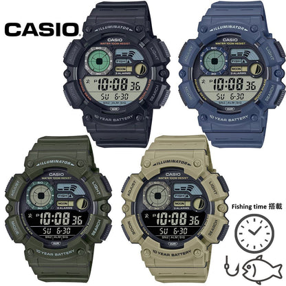 Casio Fishing Time Digital Watch Model WS-1500H with Moon Data 10ATM Water Resistance — Japan Import