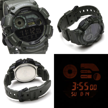 Casio Fishing Time Digital Watch Model WS-1500H with Moon Data 10ATM Water Resistance — Japan Import