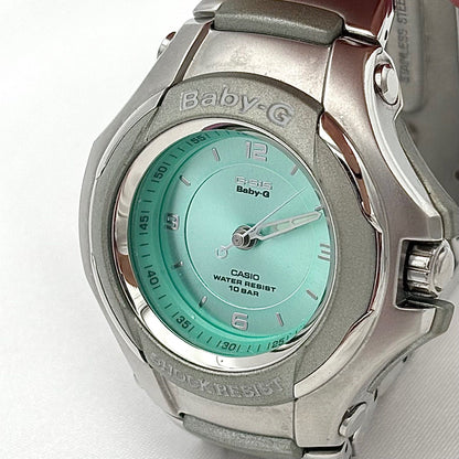 Casio Baby-G Watch Model STG-100 in Silver with Ice Blue Dial and 100 M Water Resistance — Japan Import