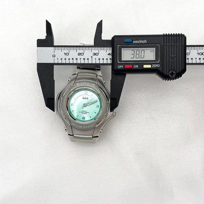 Casio Baby-G Watch Model STG-100 in Silver with Ice Blue Dial and 100 M Water Resistance — Japan Import