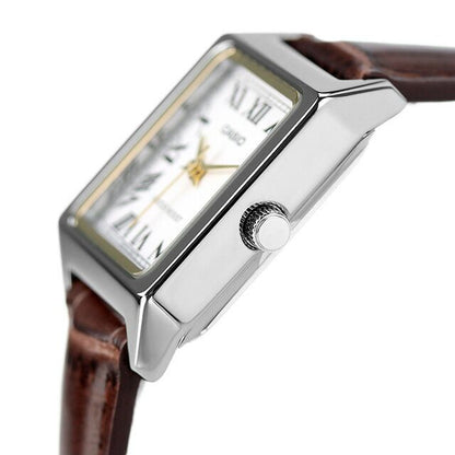 Casio Series Chipkashi Model LTP-V007L-7B2DF Analog Quartz Watch with White Dial and Brown Leather Band — Japan Import