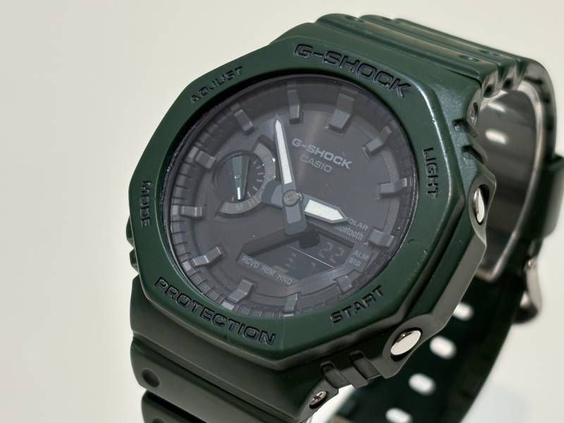 Casio G-Shock GA-B2100 Solar Watch with Green Resin Band and Analogue-Digital Display — Japan Import