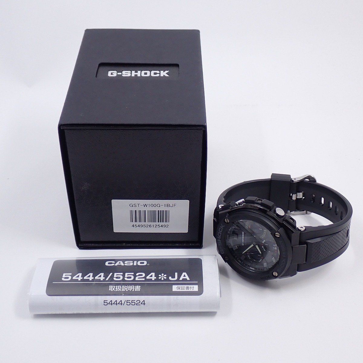 Casio G-Shock GSteel Solar Radioatomic Ana-Digi Mens Watch Black Genuine Resin Band GST-W100G-1BJF — Japan Import