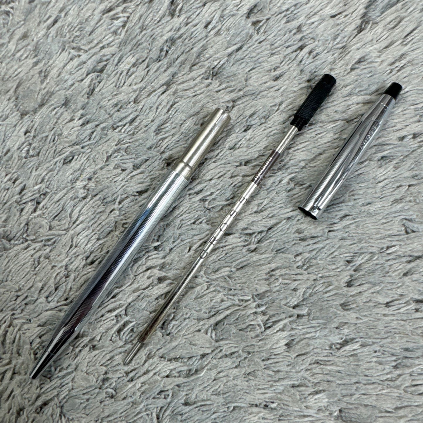 Cross Twist silver color ballpoint pen with twist mechanism imported from Japan