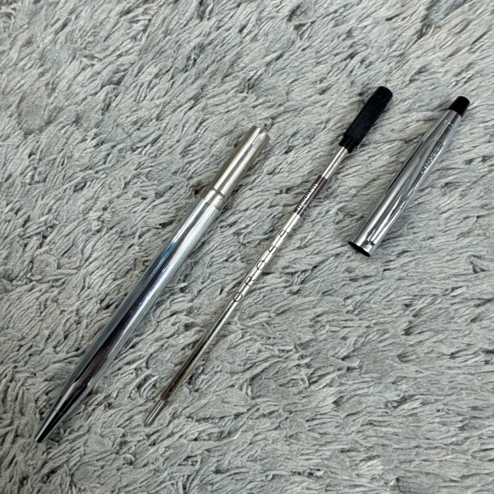 Cross Twist silver color ballpoint pen with twist mechanism imported from Japan