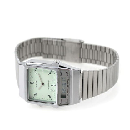 Casio Classic Chikucashi Model AQ-800E-3ADF Watch with Mint Green Dial and Silver Band — Japan Import