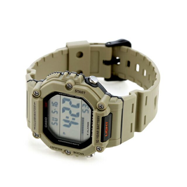Casio Series AE-1600H-5AVDF Digital Quartz Watch with Beige Dial and Green Resin Band — Japan Import