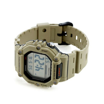 Casio Series AE-1600H-5AVDF Digital Quartz Watch with Beige Dial and Green Resin Band — Japan Import