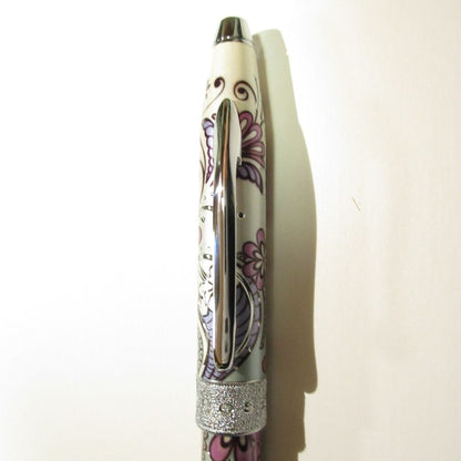 Cross Botanica Flower Print Roller Ball Pen White and Purple Ladies Accessories Used