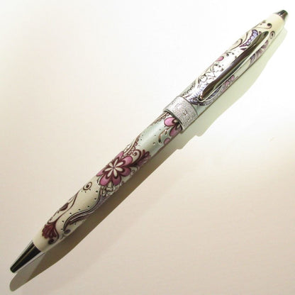 Cross Botanica Flower Print Roller Ball Pen White and Purple Ladies Accessories Used