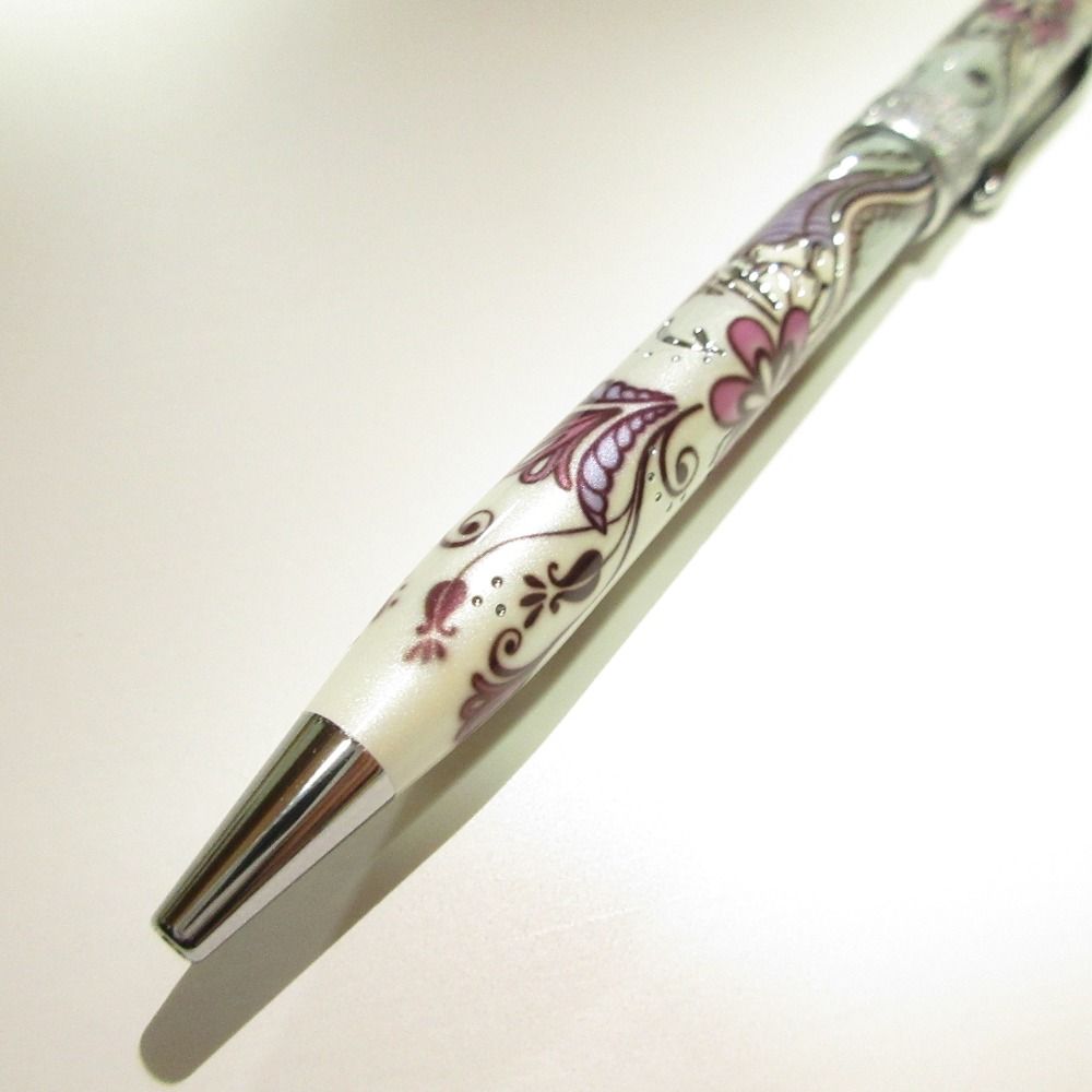 Cross Botanica Flower Print Roller Ball Pen White and Purple Ladies Accessories Used