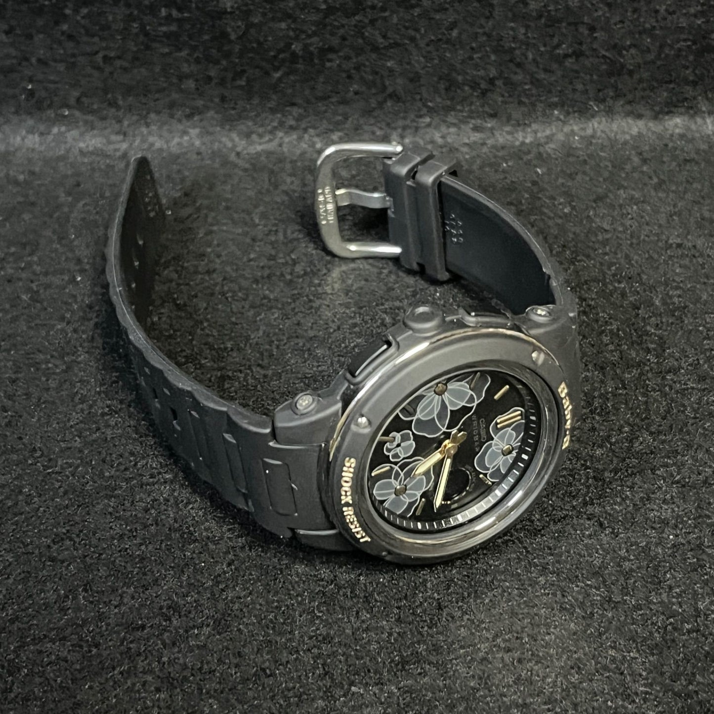 Casio Baby-G BGA-150FL Digital Watch with Black Flower Pattern Tested & Working — Japan Import