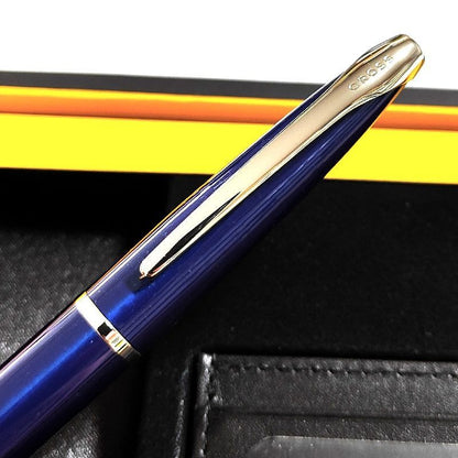 Cross ATX Series Gift Set with Blue Translucent Ballpoint Pen and Card Case — Japan Import