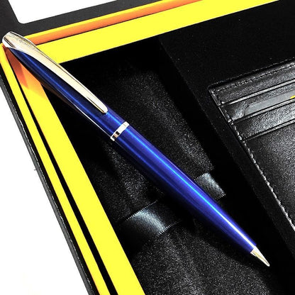 Cross ATX Series Gift Set with Blue Translucent Ballpoint Pen and Card Case — Japan Import
